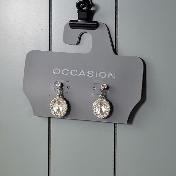 Clear Faux Crystal Drop Earring by Occasion New on Card Rhinestones Prom Wedding - Picture 6 of 12